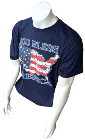 Fruit Of The Loom God Bless America North Carolina USA Flag Graphic Shirt Size L