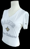 Nike Dri-Fit Women's New Orleans Saints NFL Football White Slim Fit Shirt