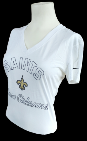 Nike Dri-Fit Women's New Orleans Saints NFL Football White Slim Fit Shirt