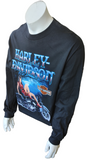 Harley Davidson Motorcycle Men's Woman On Bike Graphic Long Sleeve Shirt Size L