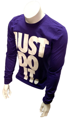 Nike Men's Graphic "Just Do It" Purple Long Sleeve Shirt Size Small