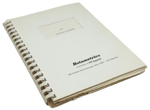 Datametrics Model 1014 Electronic Manometer Instruction Manual