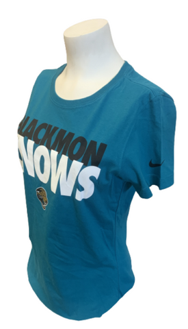 Nike Women's Jacksonville Jaguars Blackmon Knows Teal Slim Fit Shirt Size Medium