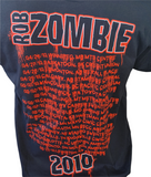 Anvil Men's Rob Zombie 2010 Tour Graphic Black Short Sleeve Shirt Size Large