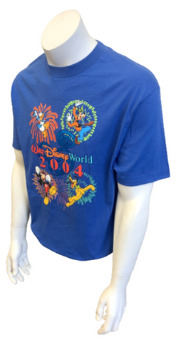 Disney Men's Walt Disney World 2004 Blue Short Sleeve Shirt Large