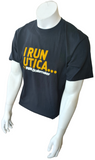 Anvil Men's I Run Utica Puma Boilermaker Black Short Sleeve Shirt Size Large