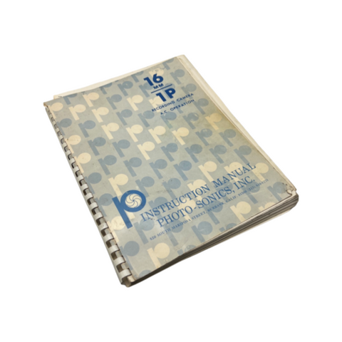 Photo-Sonics 16mm 1P Recording Camera A.C. Operation Instruction Manual