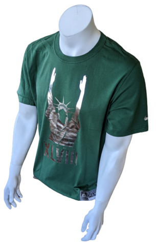 Nike Men's Super Bowl XLVIII Statue Of Liberty Field Goal Green Shirt Size L