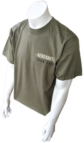 Alstyle Men's Aerosmith Tour 2010 Livin It Up Green Short Sleeve Shirt Size L