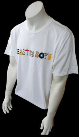 Gildan Men's Beastie Boys Front/Back Graphic White Short Sleeve Shirt Size Large