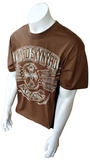 Alstyle Men's Lynard Skynard God Guns 2010 Brown Short Sleeve Shirt Size Large