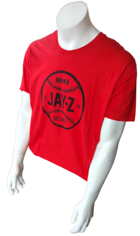 Tultex Men's Jay-Z The Bronx Detroit 2010 Baseball Red Short Sleeve Shirt Size L