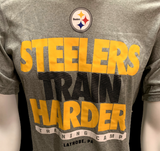 Nike Dri Fit Men's Pittsburgh Steelers Train Harder Gray Short Sleeve Shirt NFL