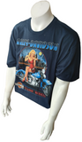 Harley Davidson Motorcycle Men's Classic Models Woman On Bike Blue Shirt Size XL