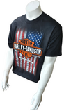 Harley Davidson Motorcycle Men's American Tradition Flag Black Shirt Size L