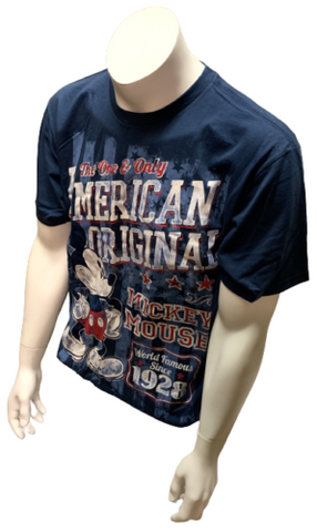 Disney Men's The One & Only American Original Mickey Mouse Navy T-Shirt Size L