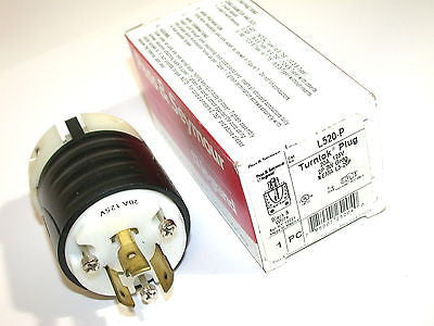 UP TO 4 NEW PASS & SEYMOUR TURNLOK 125V, 20A, L5-20P, 2P, 3W PLUGS L520-P