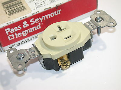 UP TO 2 NEW PASS & SEYMOUR 20A 125V 5-20R SINGLE IVORY RECEPTACLES 5351-I