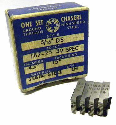 NEW SET OF GEOMETRIC THREAD CHASERS 5/16" DS TO CUT 187-25 39 SPEC