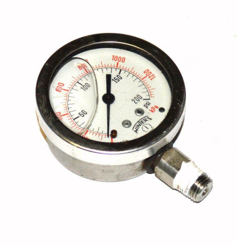 WINTERS 1953 0-200 PSI GLYCERINE FILLED PRESSURE GAUGE 1/4" NPT BOTTOM MOUNT