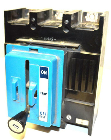 GENERAL ELECTRIC A-175 3-POLE CIRCUIT BREAKER 175 AMP 600 VAC W/ LEVERAGE HANDLE