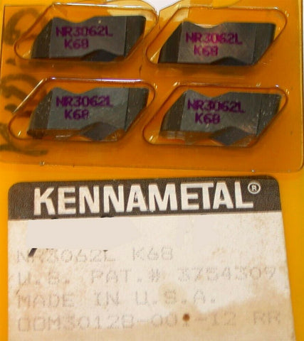 Lot of 4 New Kennametal Top Notch Grooving Inserts NR3062L K68