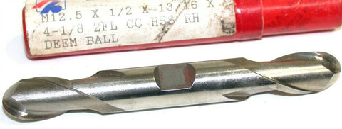Regal Beloit 12.5mm 1/2" Shank 2 Flute Double End HSS Ball End Mill New