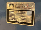 OTC 17.5 Ton Hydraulic Shop Press Model B Series Y-106-B