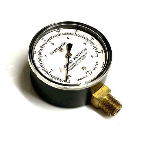 EG&G Rotron 271949000 Pressure Gauge 0-6 PSI 0-160"H20 1/4" NPT Bottom Mount