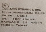Apex Dynamics ABR060A-S2-P2 Right Angle Planetary Gear Box Reducer 050:1 Ratio
