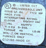 Crouse-Hinds MP230 2 Pole Circuit Breaker 30A 120/240VAC 1 PH Plug In Mount