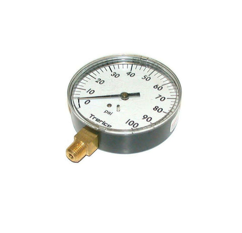 TRERICE  9108-04  BOTTOM MOUNT AIR PRESSURE GAUGE 1/4 NPT 0-100 PSI