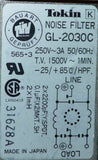 TOKIN GL-2030C NOISE FILTER 250 VOLTS @ 3 AMPS (2 AVAILABLE)