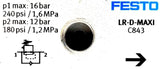 Festo LR-D-MAXI Pressure Regulation Valve C843 Max Pressure 12-16bar 180-240psi