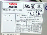 NIB New Astec  73-385-010  Power Supply 15 VDC 3 Amp