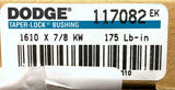 Dodge 117082 1610 X 7/8 Taper-Lock Bushing 0.8750" Bore 3/16 X 3/32 Keyway