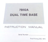 Tektronix 7B92A Dual Time Base Instruction Manual