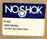 NoShok 25-900-2000 Pressure Gauge 2000 PSI 1/4" NPT Bottom Mount