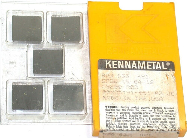 Lot of 5 New Kennametal Kendex Positive Carbide Turning Inserts SPG633