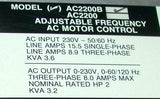 Boston Gear  AC2200B  Ratiotrol Variable Speed AC Drive Inverter 2 HP