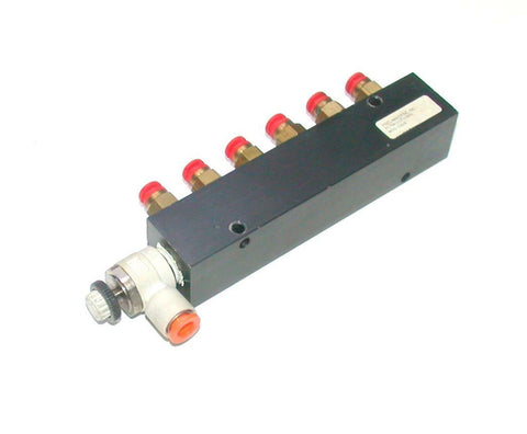 PNEUMADYNE  M10-125-6   PNEUMATIC MANIFOLD 8-PORT 6-FITTINGS 1 FLOW CONTROL