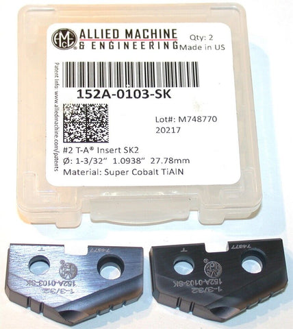 2 Allied Machine T-A 1 3/32" Carbide Coated Spade Drilling Insert 152A-0103-SK