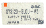 SMC SY3120-5LOU-M5 SOLENOID VALVE 0.15-0.7 MPA
