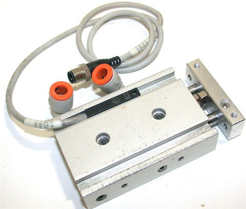 SMC PNEUMATIC DUAL ROD SLIDE CYLINDER CXSM10-15 w/SENSOR