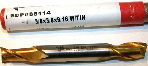 Up to 4 New Brubaker 3/8" Diameter 3/8 Shank 2 Flute Tin coat HSS End Mill 86114