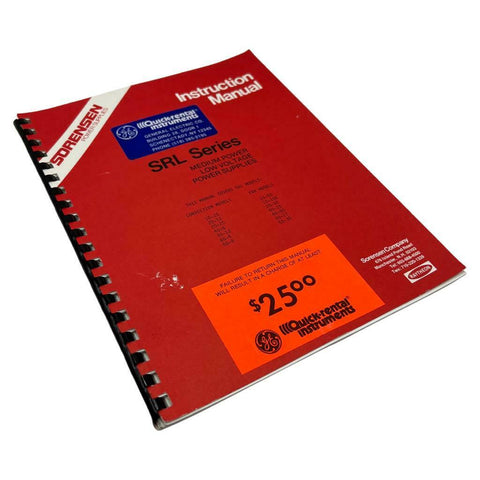 Sorensen SRL Series Medium Power Low Voltage Power Supplies Instruction Manual
