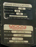 Moog  303-053A  Brushless Motor 350 Volts Max 11,000 No Load RPM 24 VDC Brake