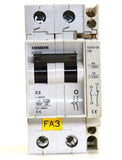 Siemens 5SX22 C3 2 Pole Circuit Breaker 3 Amp 480V W/ 5SX9100 Auxiliray Block