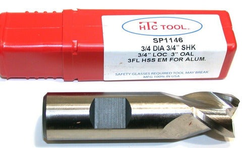 HTC Tool Carbide 3-Flute 3/4" Diameter 3/4" LOC End Mill SP1146 NIB