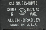 Allen-Bradley 815-B0V15 Thermal Overload Relay Series K 600VAC